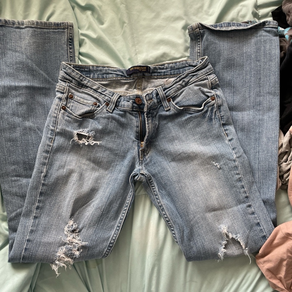 Vintage Levi's Light Blue Distressed Straight Leg Jeans